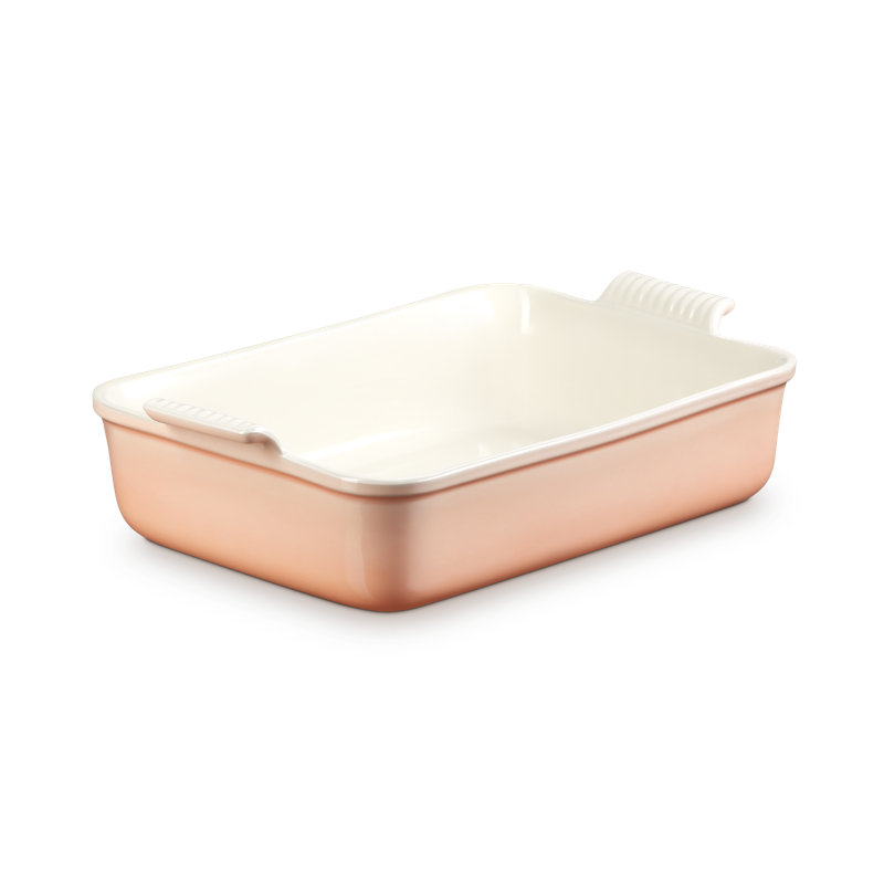 Le Creuset Stoneware Heritage Deep Rectangular Lasagna Dish, 6.75 Qt., Cerise, Peche