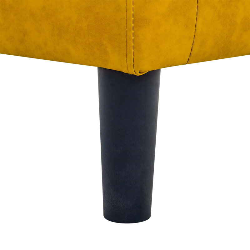 Fauteuil demi-tonneau en cuir synthétique avec repose-pieds, Jaune