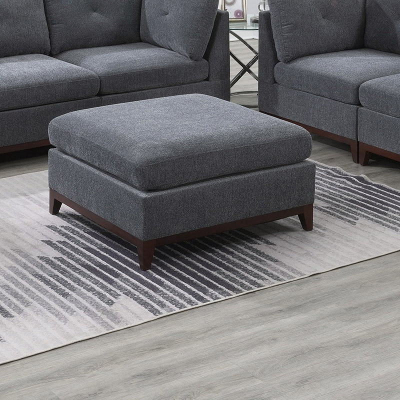 Repose-pieds modulaire en tissu de chenille cendré