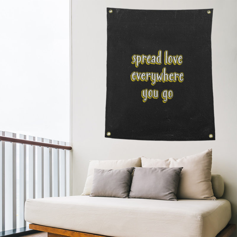 Tapisserie tableau noir en polyester spread quote, H 36 po x l 26 po, Jaune