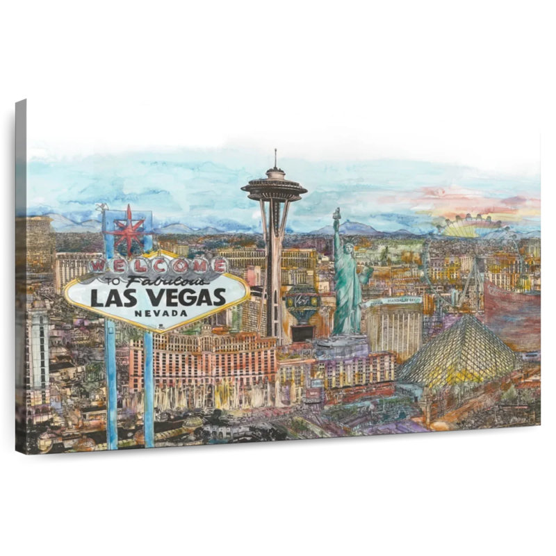 Ravi Vegas Skyline en couleur, H 30 po x l 45 po