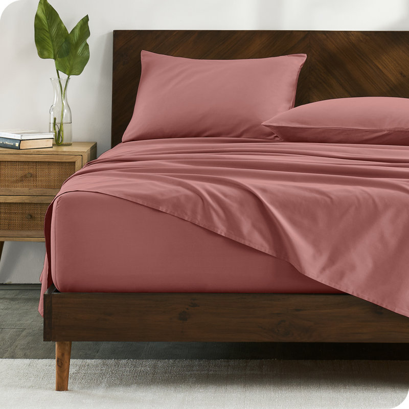 Dusty Rose Full Organic Cotton Percale Bed Sheet Set