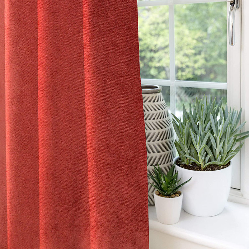 Kronberg Room Darkening Curtains / Drapes Pair, Width 116 x Drop 228cm, Red