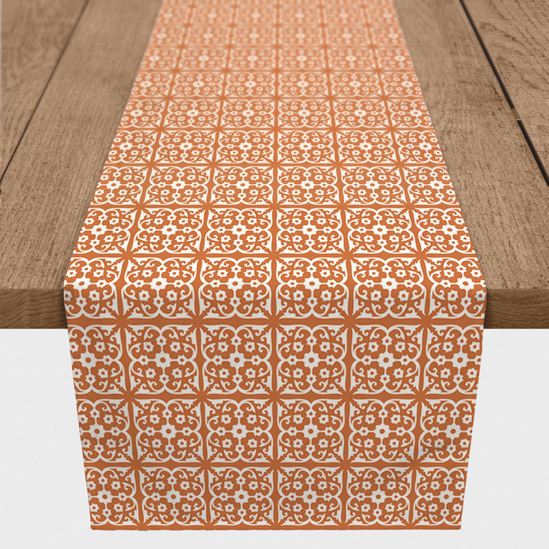 Calvon Rectangle Polyester Table Runner, 90" x 16", Orange