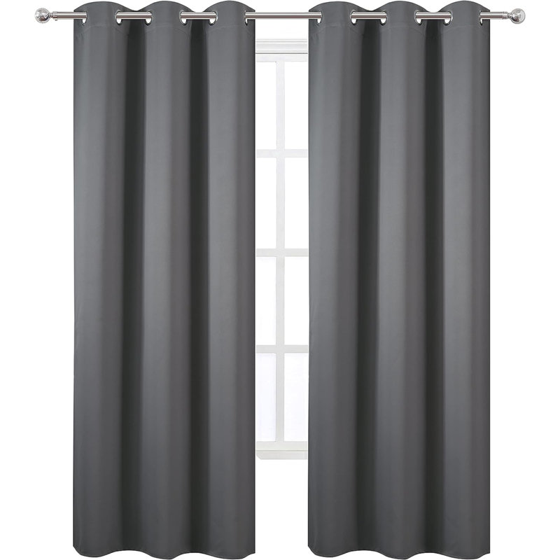 Ogata Room Darkening Curtain Single Panel, Gray, 52" W x 72" L