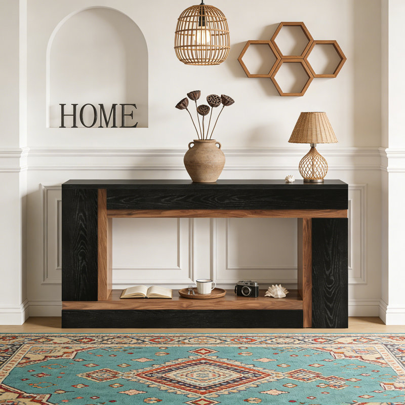 2-Tier Wooden Rectangular Sofa Hallway Table