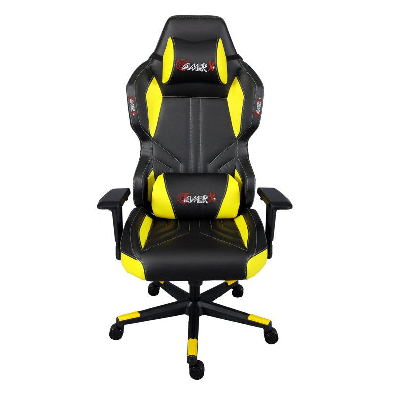 Fauteuil de jeu inclinable et ergonomique en cuir East Urban Home, Jaune