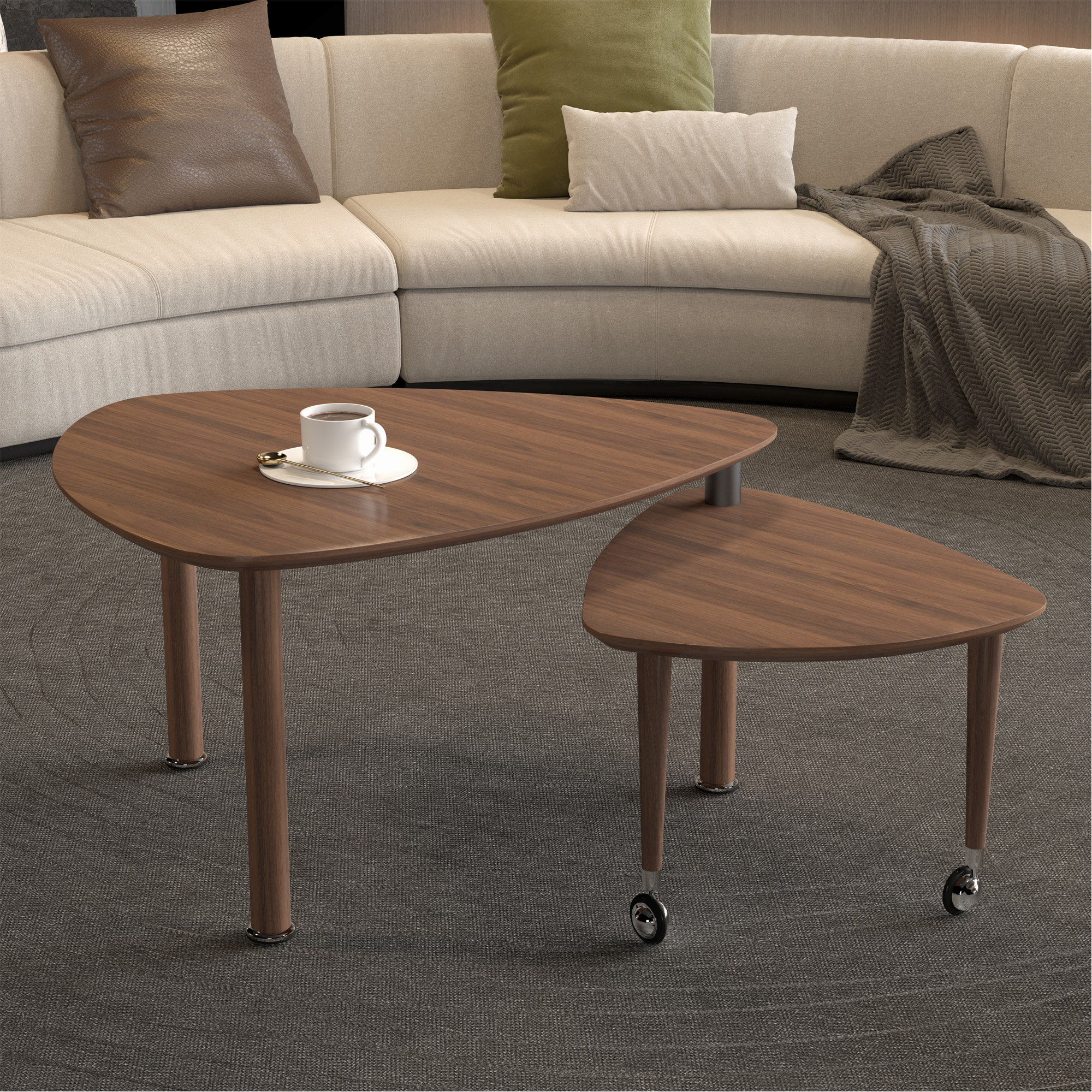 Rotating Modern Table George Oliver 360 Degree Roratable White Sintered Stone Top Rotatable ...