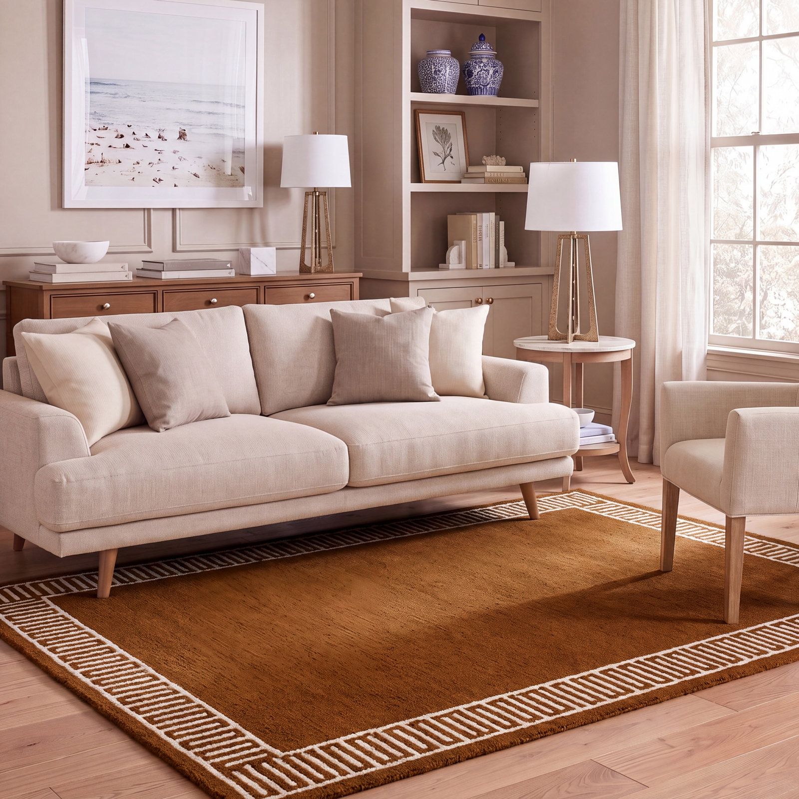 Hand-Tufted Geometric Wool Rug, Rectangle 5' x 8'