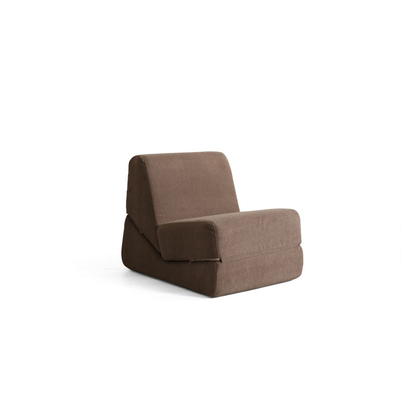 Canapé-lit polyvalent à 1 place, brun, 27,6 po x 39,4 po x 27,6 po | Tissu 100% polyester, nettoyage à sec | Coussin convertible pour siège et dossier avec mousse 28 dns | Pas de cadre pour un confort peu encombrant