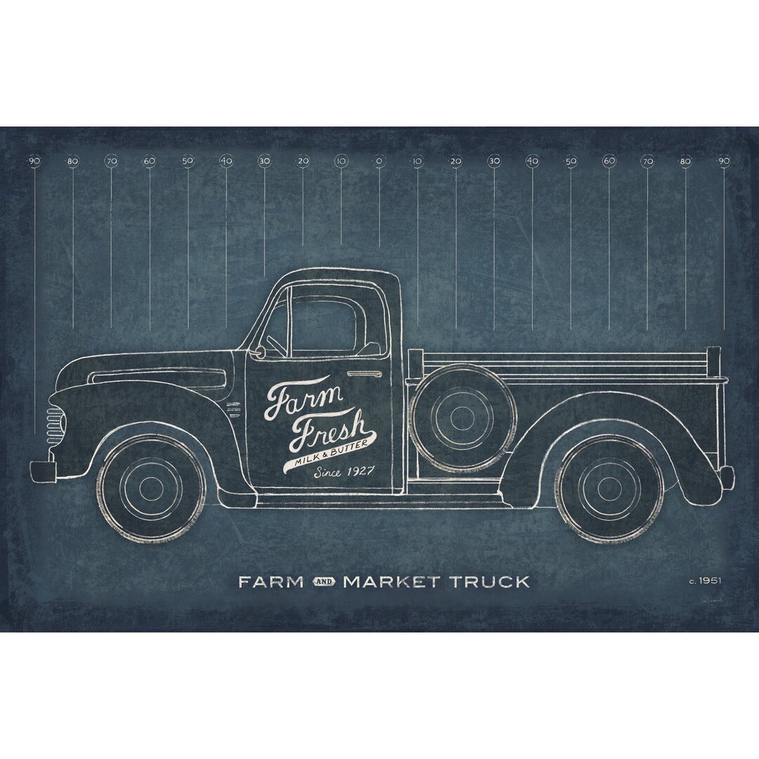 Leinwandbild Farm Truck Blueprint von Sue Schlabach