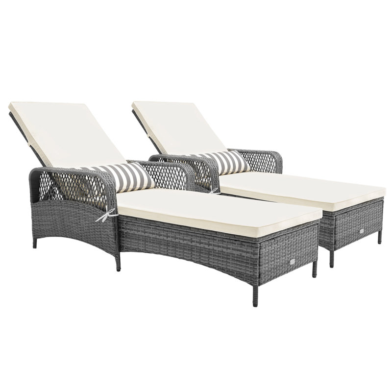 Chaise longue simple inclinable avec coussins 79 po Amelius, 2