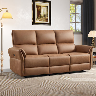 78.7" Wide Modern Multifunctional Soft Comfortable Upholstered Power Recliner with USB & Type-C Ports , 3-Seater Recliner Couch