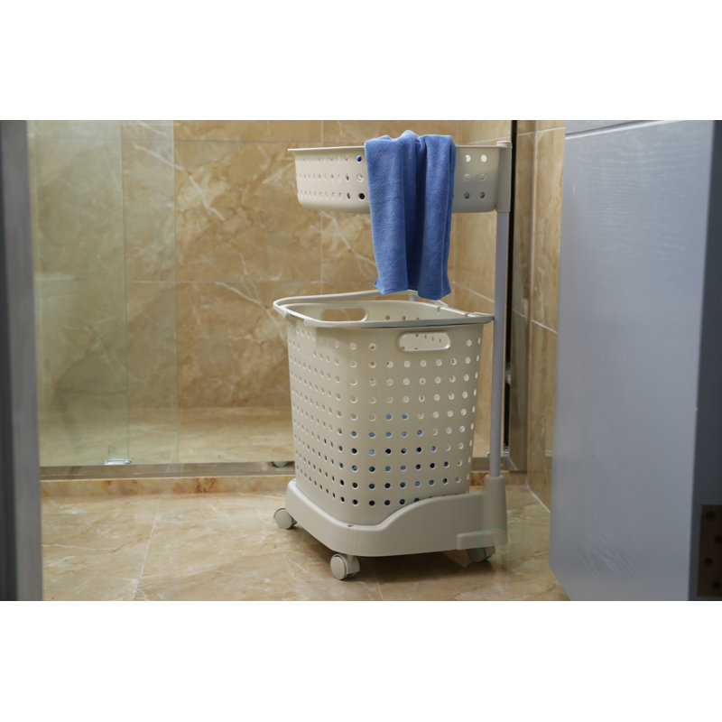 Plastic Rolling Laundry Hamper with Handles