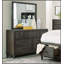 Commode 7 tiroirs de style transitionnel à finition grise avec poignées bronze foncé pour les chambres modernes et traditionnelles