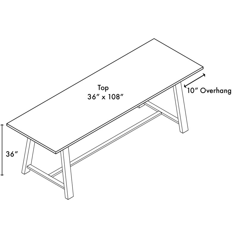 Midtown Solid Wood Breakroom Table, Barnwood, 36" H x 108" L x 36" D