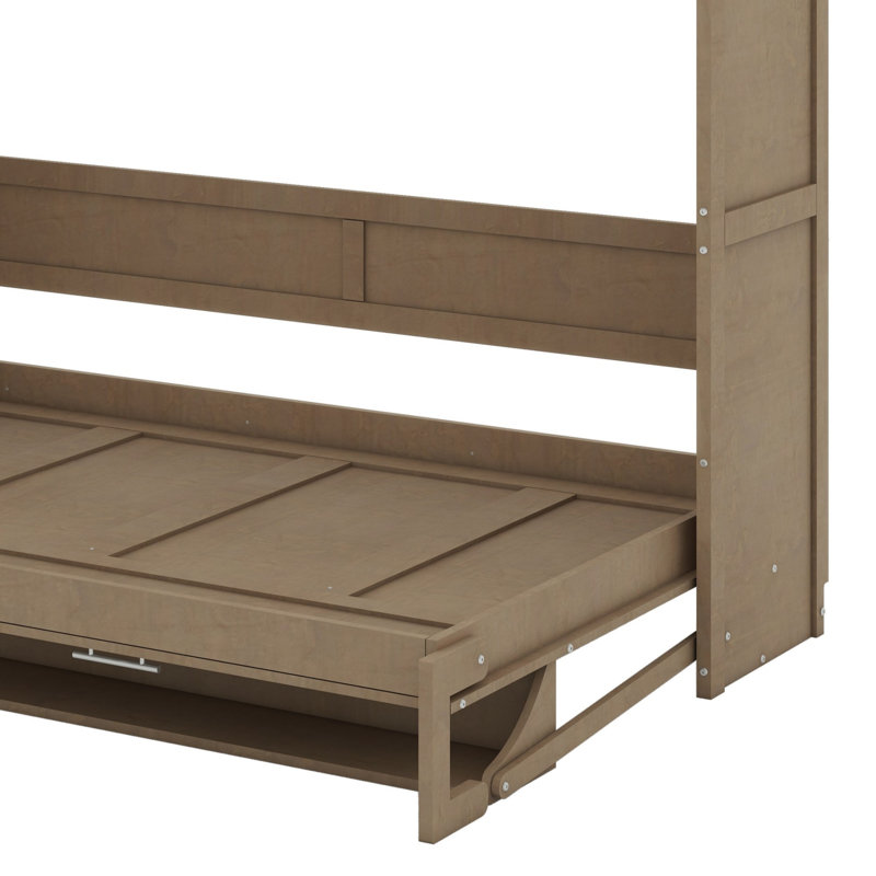 Lit escamotable avec garde-robe, tiroirs et tablettes ouvertes Murphy