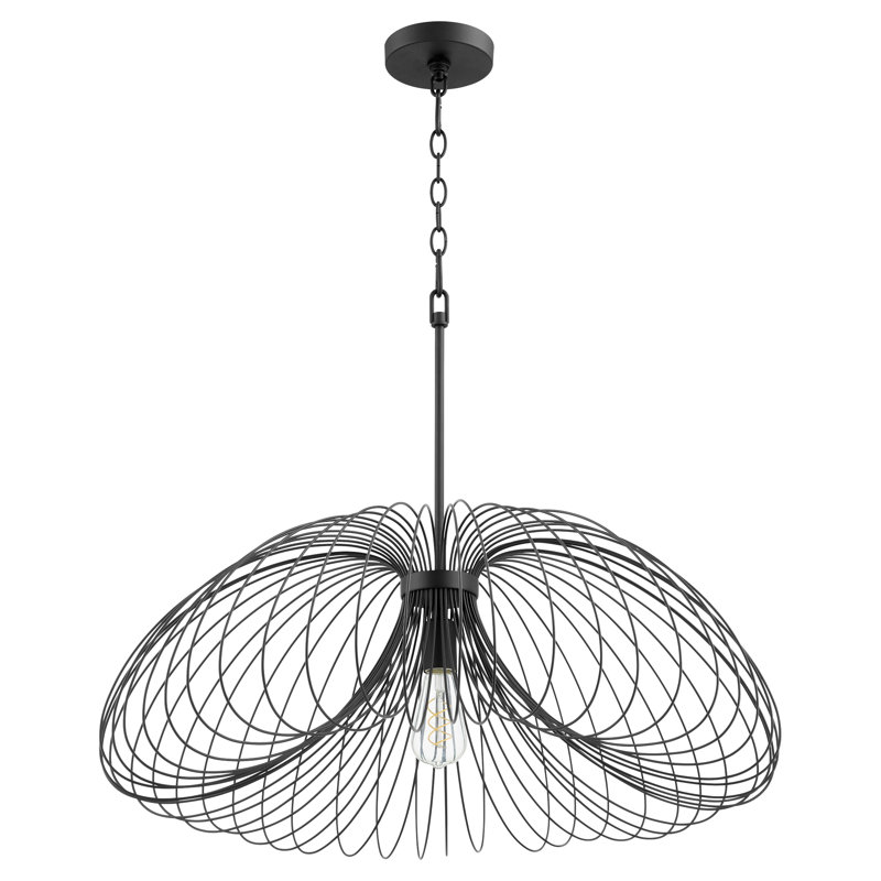 1 - Light Unique/Statement Pendant, Brushed Silver, 12" H x 30" W x 30" D