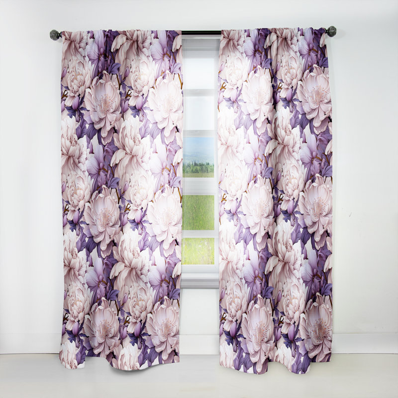 Harmonie pourpres - Rideau en velours floral - obscurcissant - 1 panneau, L 52 po x L 63 po