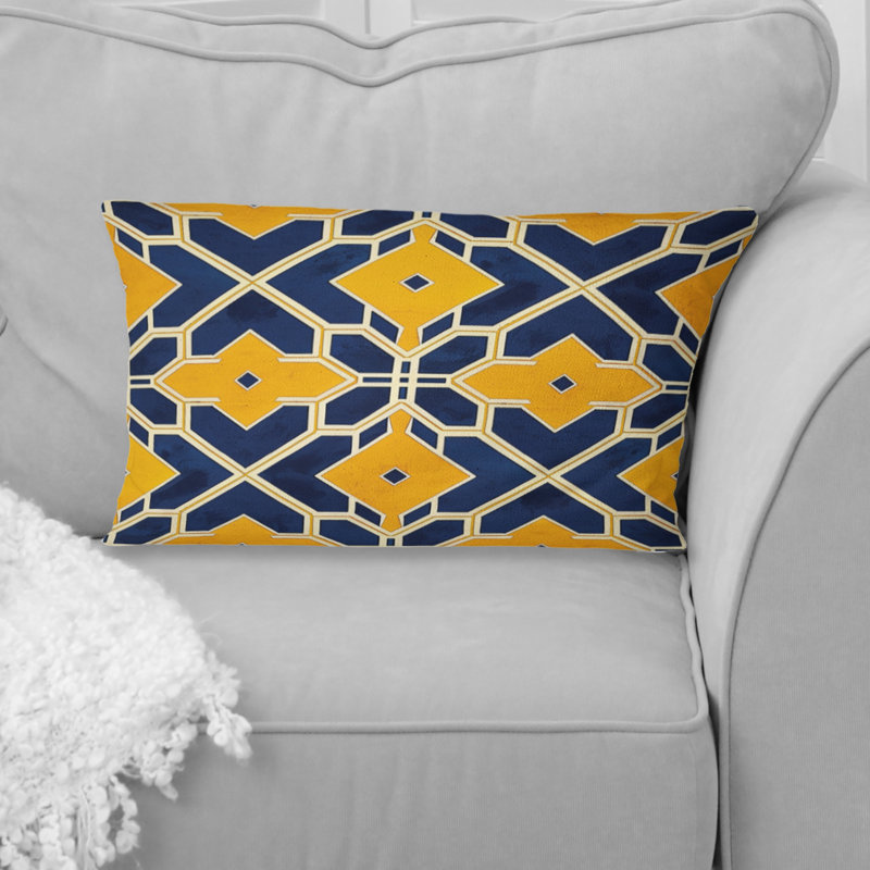 Coussin lombaire bleu Modern Trellis III