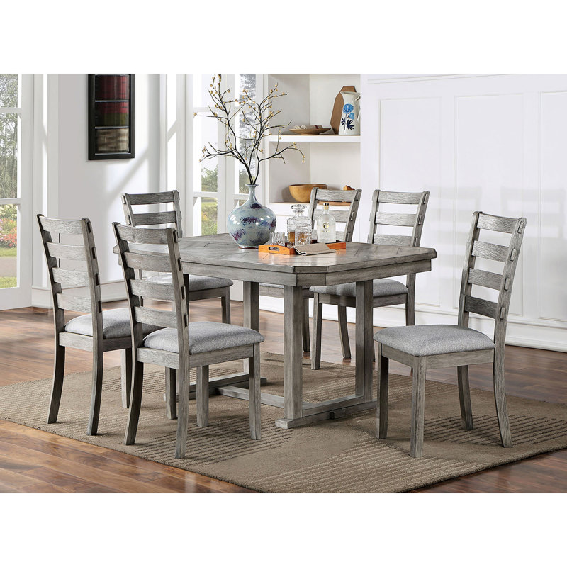 6 - Person Rubberwood Solid Wood Dining Set