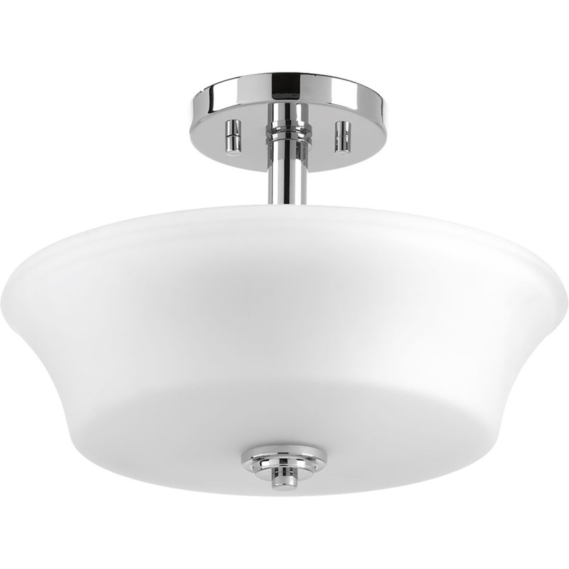 Tashina Glass Semi Flush Mount, Polished Chrome