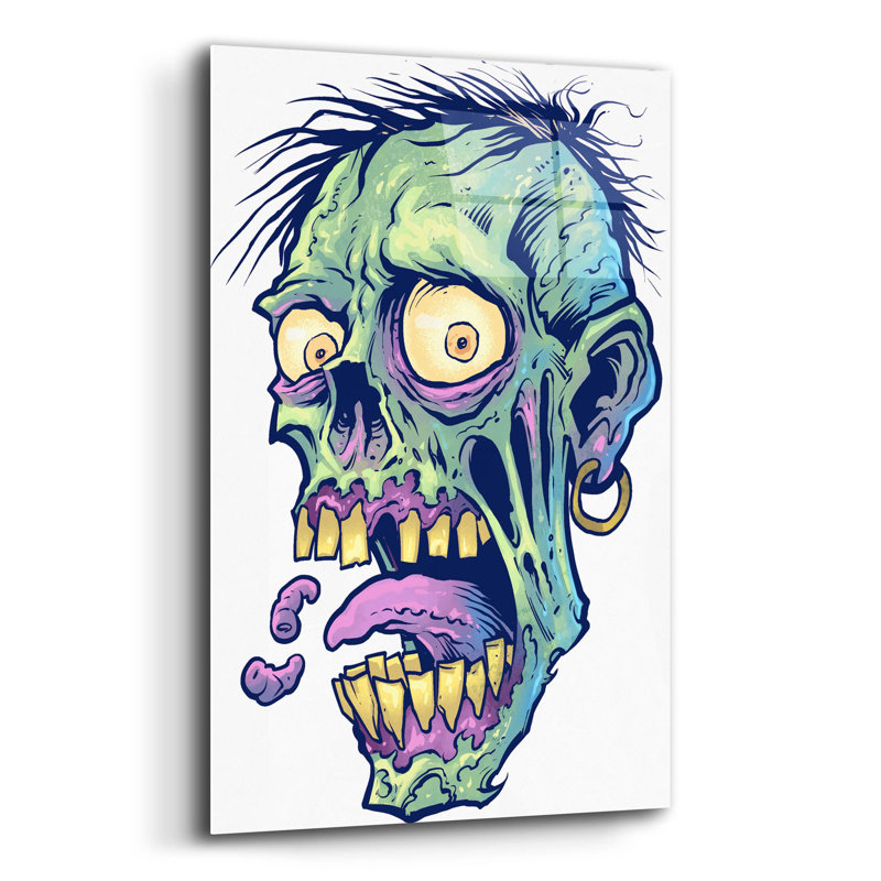 Motif de zombie tête 09 sur plastique / acrylique par Flyland Designs Print, H 16 po x l 12 po x P 0,13 po