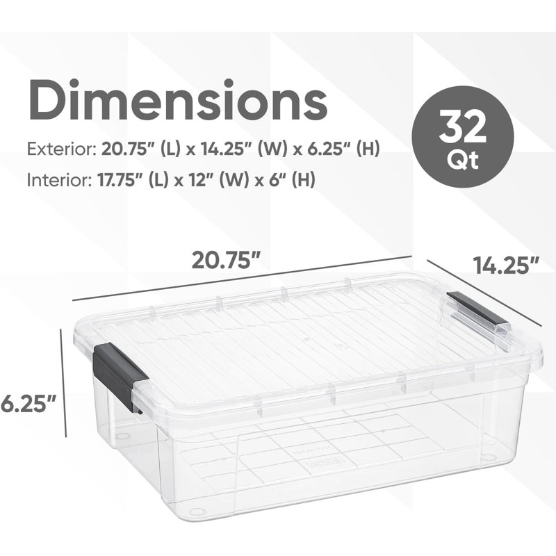 Ensemble de 8 bacs de rangement transparents Latitude Run® avec couvercles en plastique pour la maison, 22,7 pte