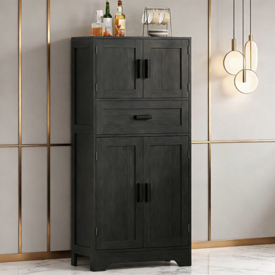 Storage Cabinet With Adjustable Shelf, Large Drawer For Living Room, Home Office, Entryway - Rustic Black