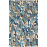 Deer Leap Blue Hand Hooked Wool Rug