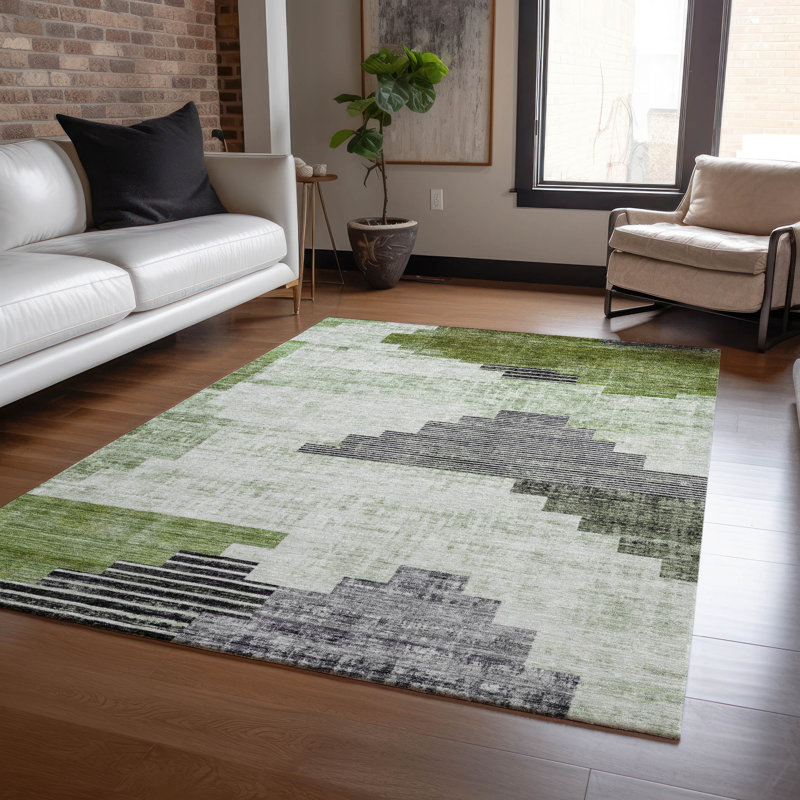 Tapis intérieur / extérieur lavable à la machine Xhevrie, Rectangle 10 pi x 14 pi