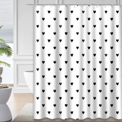 Hearts Pastel Grunge White Shower Curtain with 12 Hooks