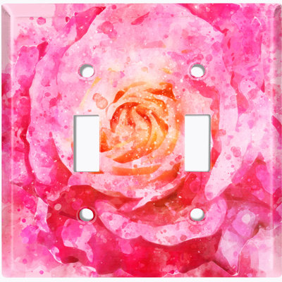 Plaque murale à 2 interrupteurs à bascule Flower Rose 1