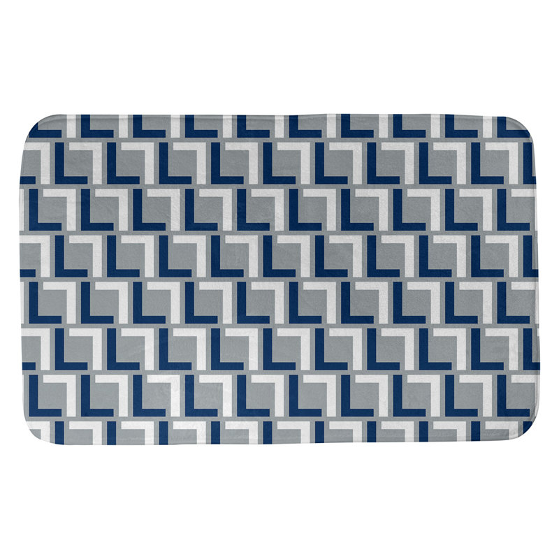 Tapis pour salle de bain Baltimore, l 17 po x L 24 po, Gris / bleu bolide / blanc