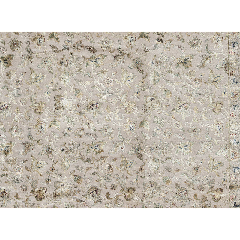 Hand-Knotted High-Quality Cream and Gray Area Rug