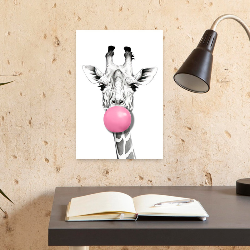 Art contemporain, art girafe contemporain, H 12 po x l 8 po