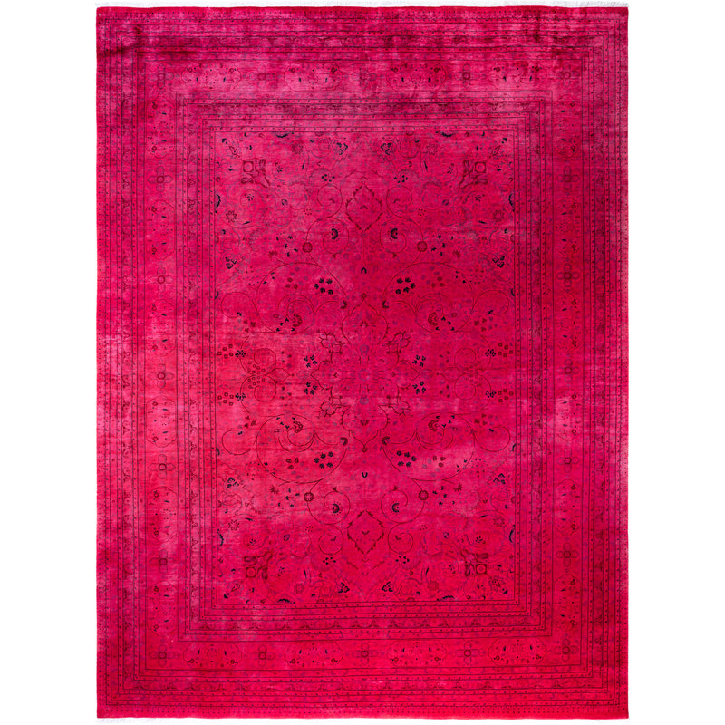 Overdyed Hand-Knotted Wool Modern-Contemporary Pink Area Rug 10' 2" x 14' 3"