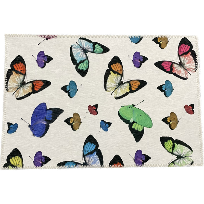 Butterflies Original Microfiber Rectangle Washable Rug, Runner 2' x 8'