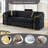 2PCS Velvet Button Tufted Sofa Couch With 2 Pillows, 3 Seater Luxury Chesterfield Sofa Set With Gold Stainless Steel Accents For Living Room