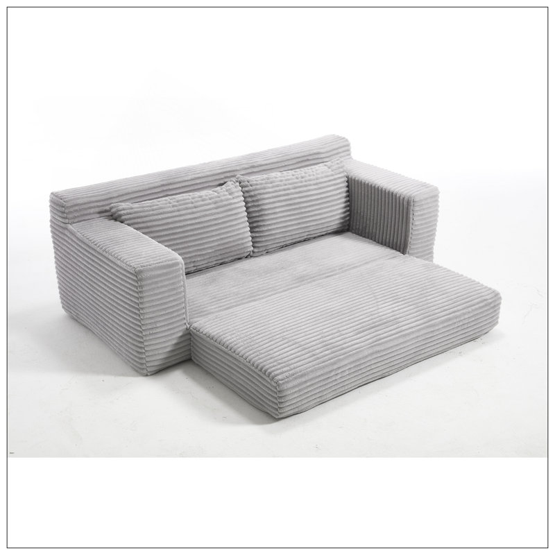 Canapé avec causeuse avec mousse à mémoire de forme et structure en acier - sans assemblage, conception convertible 2-en-1, tissu en velours côtelé - canapé compact pour les petits espaces, les appartements, le bureau à domicile et la chambre à coucher
