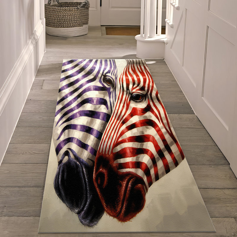 Abstract Pattern With Pile Soft Type Printed Rug Ideal for Adding Artistic Touch to Your Room Decor, Runner 3'3" x 9'2"