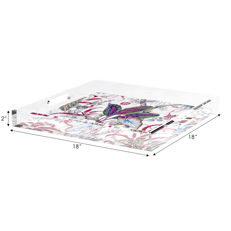 Amazonia Acrylic Square Decorative Tray, Aurelia, 18"W x 18"D x 2"H
