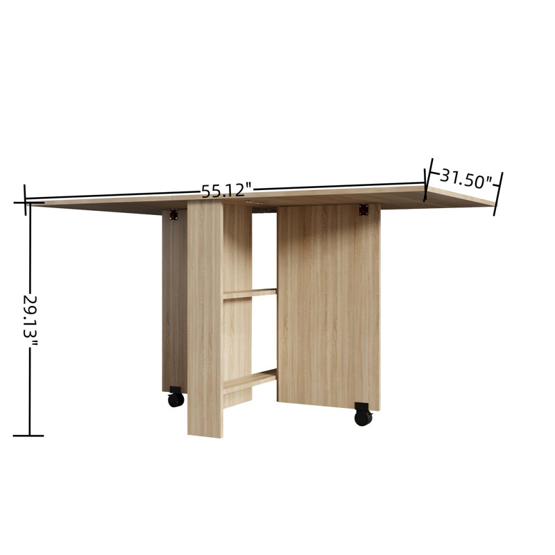 Table pliante moderne pour 6 personnes, 2 rangements, rectangulaire, bois de peuplier, assemblage simple et entretien de propreté avec rangement, forme rectangulaire, sièges, moderne, facile à assembler et à garder