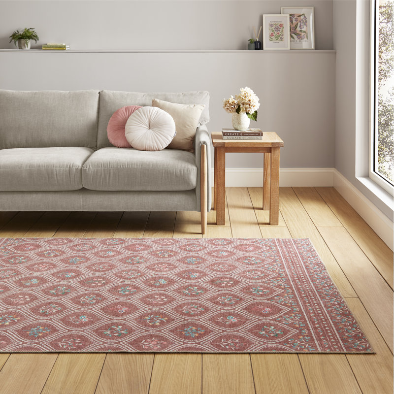Floral Digitally Printed 122cm X 170cm Area Rug, Terracotta, Rectangle 152 x 230 cm