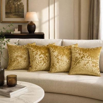 Housse de coussin en velours de couleur unie