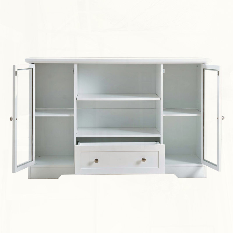 Large Sideboard Buffet Cabinet with Glass Doors and Adjustable Shelves