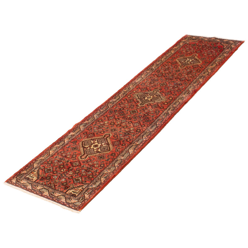 Tapis de couloir rouge en laine 2 pi 7 po x 9 pi 10 po Heldana