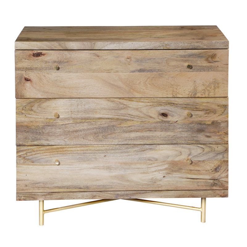Miser Solid Wood 80cm W 3 - Drawer Chest of Drawers, Natural