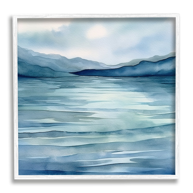 " Endless Waters Landscape ", Coastal White Framed Giclee, 24" H x 24" W x 1.5" D