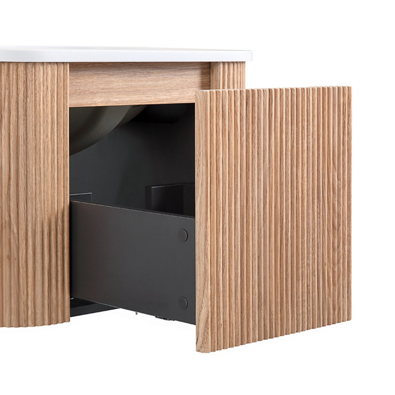 Meuble-lavabo mural avec lavabo, meuble-lavabo flottant moderne avec tiroir à fermeture en douceur, 24"